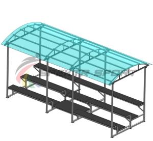 Купить Трибуна для зрителей 3 ряда на 26 мест с навесом (лавки - фанера) в Аткарске 